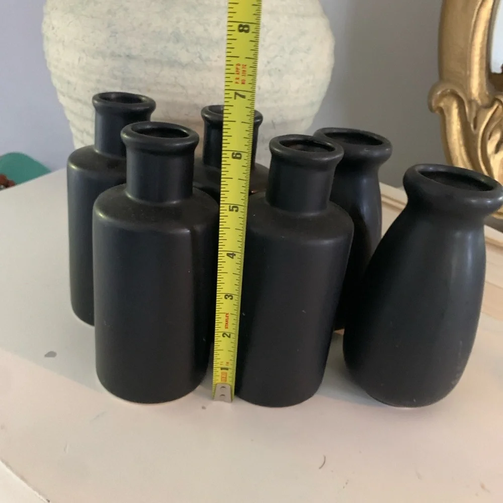 Set of 6‎ black mate ceramic vases home decor